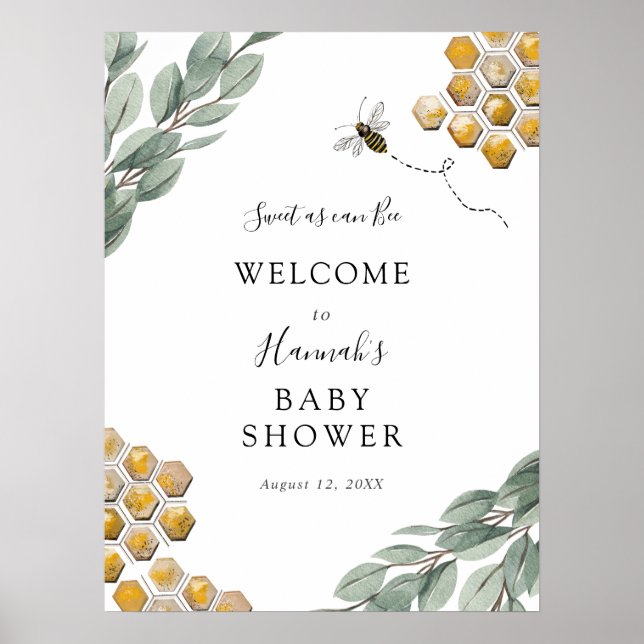 Affiche Doux comme peut l'être abeille Eucalyptus Bienvenu (Devant)