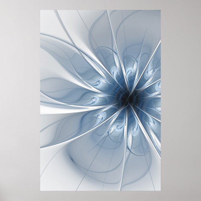 Affiche Doux et tendreté bleu fleur imaginaire fractal cu (Devant)