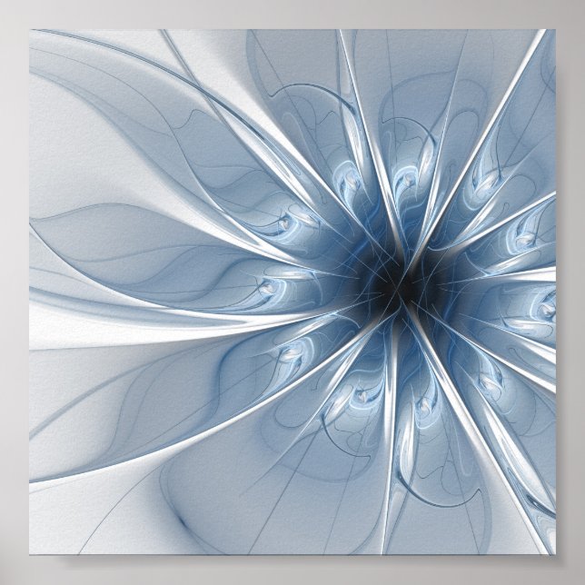 Affiche Doux et tendreté bleu fleur imaginaire fractal cu (Devant)