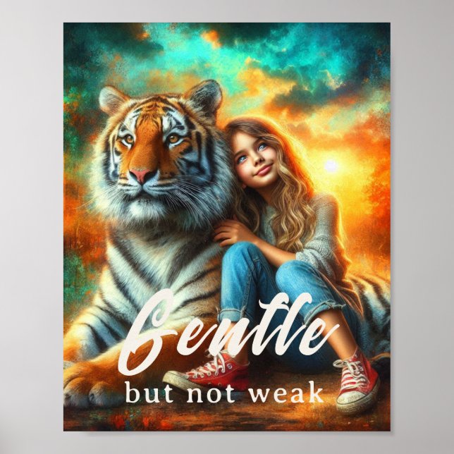 Affiche Doux mais pas faible – Toile de Tigre Inspirante (Devant)