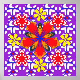 Affiche Doux mignon floral sans couture motif en blanc, ro