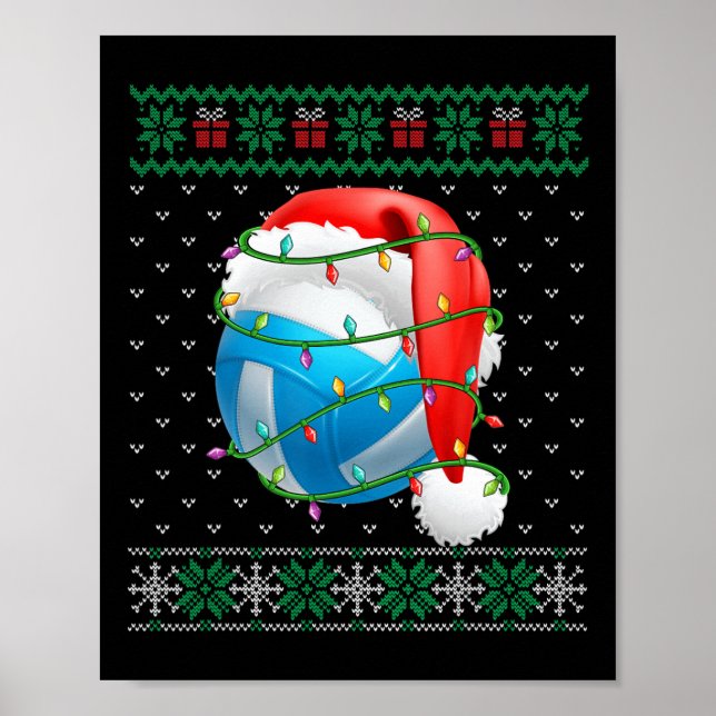 Affiche Doux moche Noël Pyjama Volleyball Jalon de Noël (Devant)