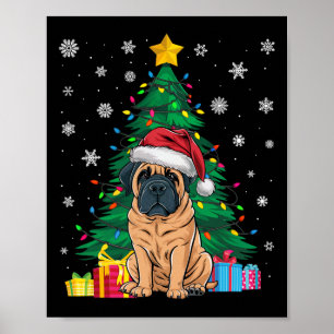 Affiche Doux moche Xmas Arbre Lumières Anglais Mastiff Chi
