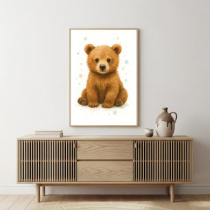 Affiche Doux ours bébé - Art aquarelle
