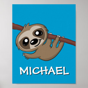 Affiche Doux Paresseux de Safari Dessin Animé Jungle Nom B