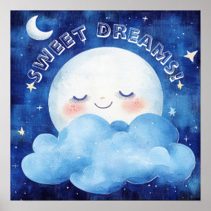 Affiche Doux Rêves Ciel de Nuit Bleu