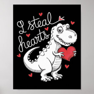 Affiche Doux Saint-Valentin Dinosaure Je Vole des Cœurs Po