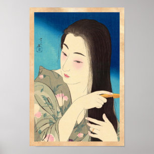 Affiche Douze Aspects des Femmes, Kotondo se coiffant