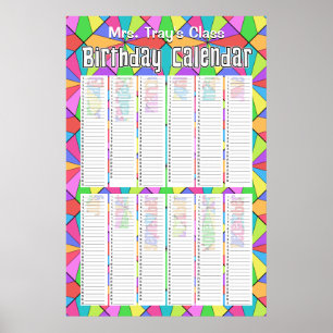 Affiche Douze Couleurs Calendrier Anniversaire Personnalis