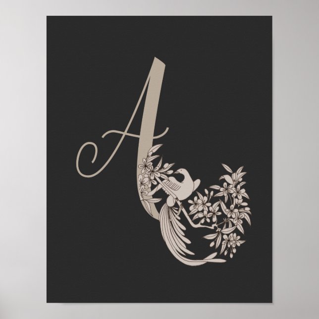 Affiche Dove Elegant Monogram Initial A  (Devant)