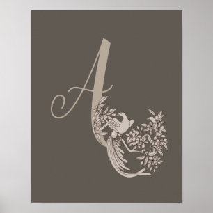 Affiche Dove Elegant Monogram Initial A  Marron