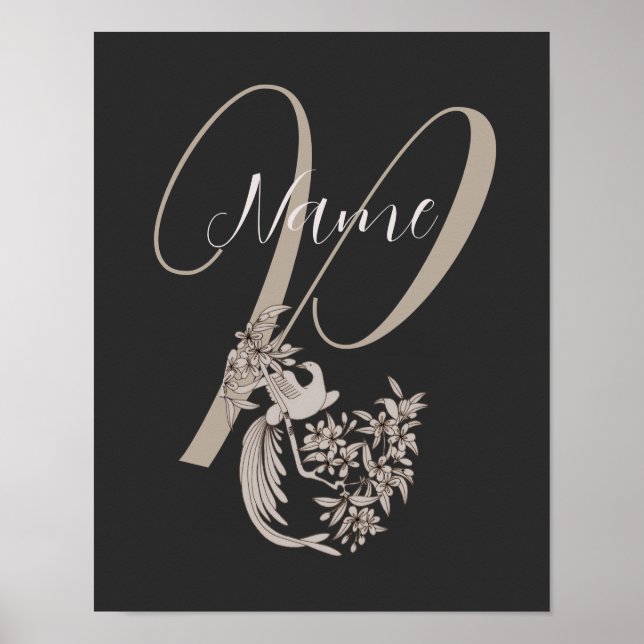 Affiche Dove Elegant Monogram Initial P Personnalisé (Devant)