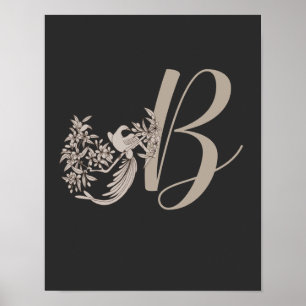 Affiche Dove Elegant Monogramme Initiale B