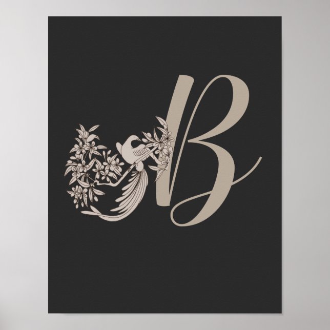 Affiche Dove Elegant Monogramme Initiale B  (Devant)