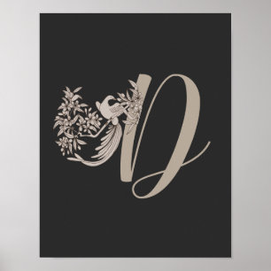 Affiche Dove Elegant Monogramme Initiale D