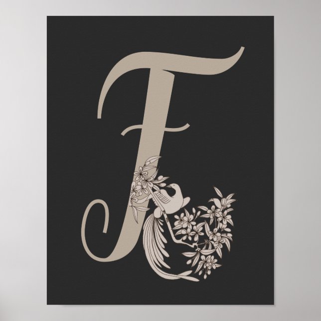 Affiche Dove Elegant Monogramme Initiale F (Devant)