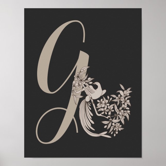 Affiche Dove Elegant Monogramme Initiale G Personnalisé (Devant)