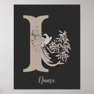 Affiche Dove Elegant Monogramme Initiale I Personnalisé