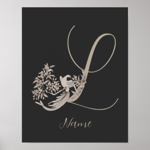 Affiche Dove Elegant Monogramme Initiale L Personnalisé
