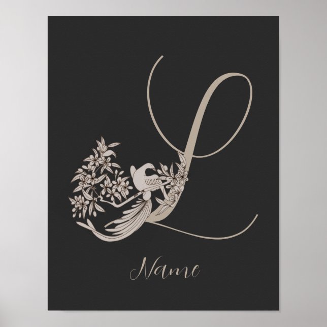 Affiche Dove Elegant Monogramme Initiale L Personnalisé (Devant)