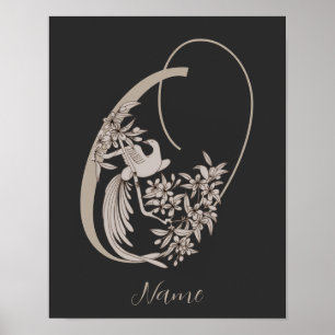 Affiche Dove Elegant Monogramme Initiale O Personnalisé