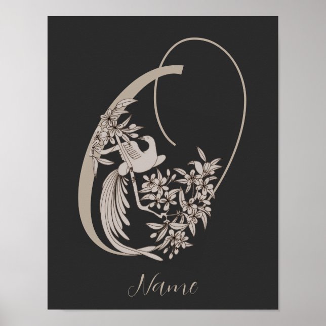 Affiche Dove Elegant Monogramme Initiale O Personnalisé (Devant)