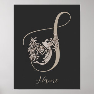 Affiche Dove Elegant Monogramme Initiale S Personnalisé
