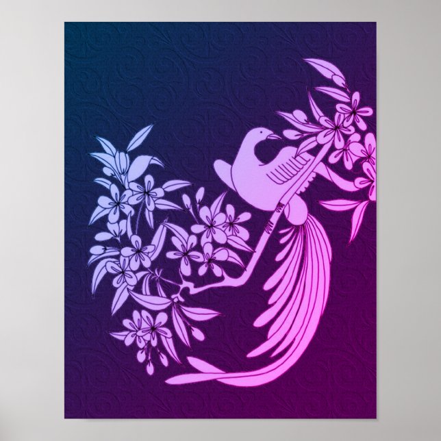 Affiche Dove On Branche Oiseau Motif Art Coloré (Devant)