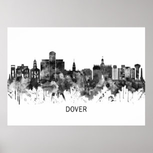 Affiche Dover Delaware Skyline BW