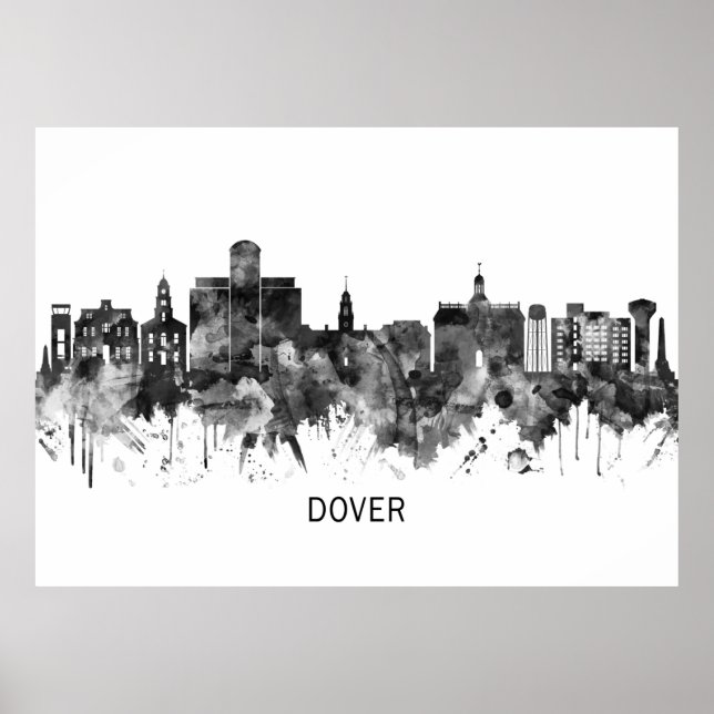 Affiche Dover Delaware Skyline BW (Devant)