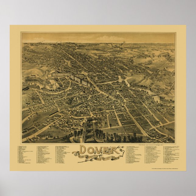 Affiche Dover, NH Panoramic Map - 1888 (Devant)