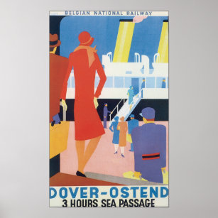 Affiche Dover Ostend  Belgian Railway