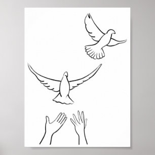 Affiche Doves relâchantes des mains