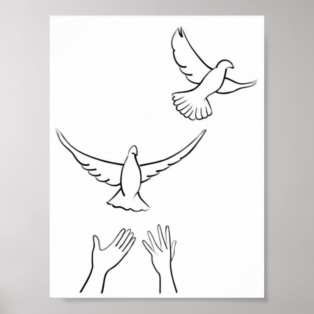 Affiche Doves relâchantes des mains (Devant)