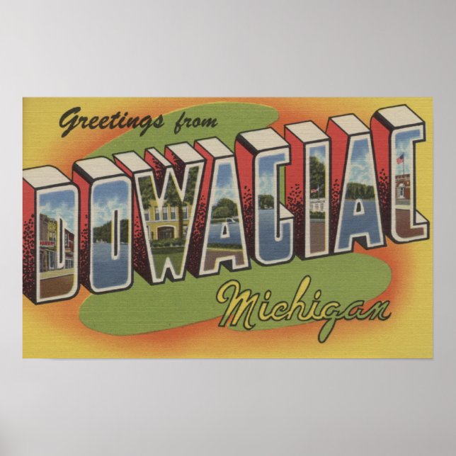Affiche Dowagiac, Michigan - Scènes de grandes lettres 2 (Devant)