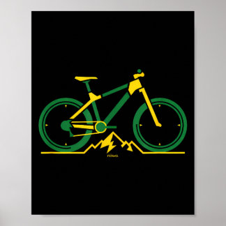 Affiche Downhill mountain bike in bright green and yellow