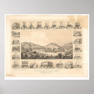 Affiche Downieville, CA Carte panoramique 1856 (0522A)