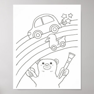 Affiche Downloadable Polar Bear Rainbow Coloring Page