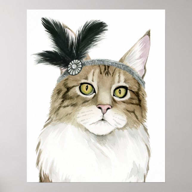 Affiche Downton Cat | Orné De Plumes (Devant)