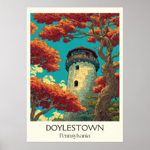 Affiche Doylestown Pennsylvania Vintage Historic Tower Art