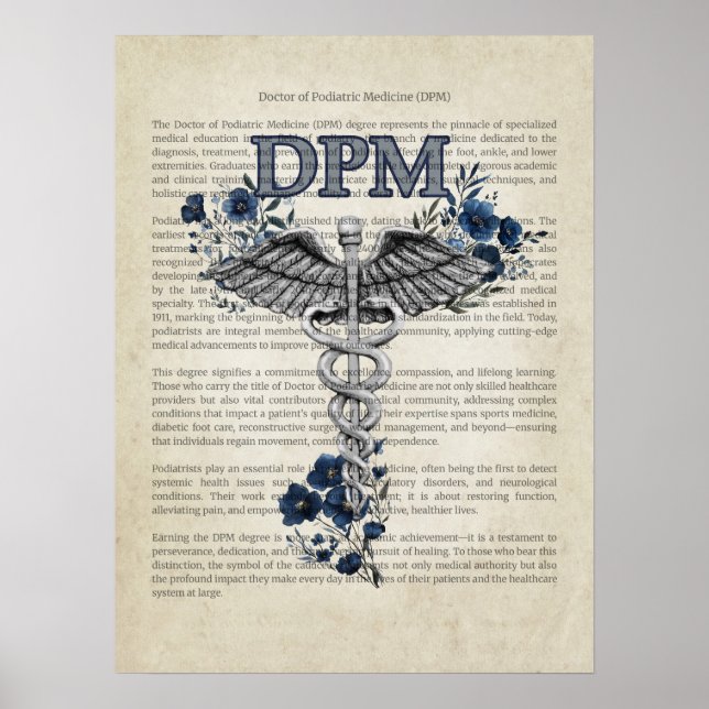 Affiche DPM Caduceus Docteur en Podiatrie (Devant)