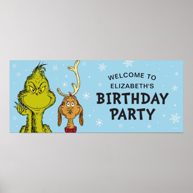 Affiche Dr Seuss | Accueil d'anniversaire Grinch hiver (Devant)