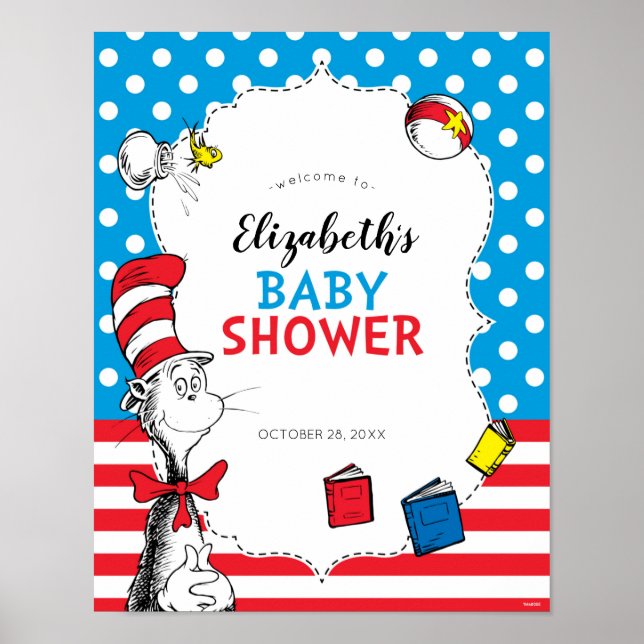 Affiche Dr. Seuss - Bienvenue à la Baby Shower du Chat dan (Devant)
