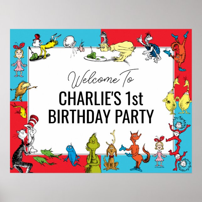 Affiche Dr. Seuss - Caractères | ANNIVERSAIRE DE ENFANT (Devant)