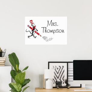 Affiche Dr. Seuss Chapeau Clown Nom Écrit