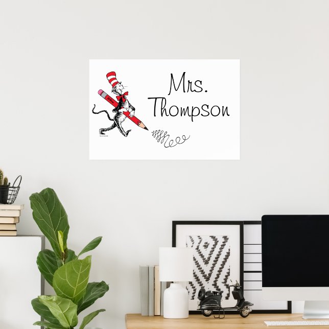 Affiche Dr. Seuss | Chapeau Clown Nom Écrit (Bureau à domicile)