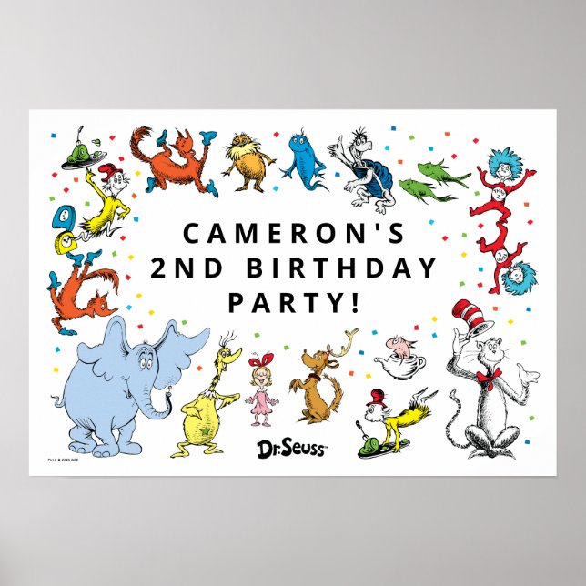 Affiche Dr. Seuss Character Confetti | ANNIVERSAIRE DE ENF (Devant)