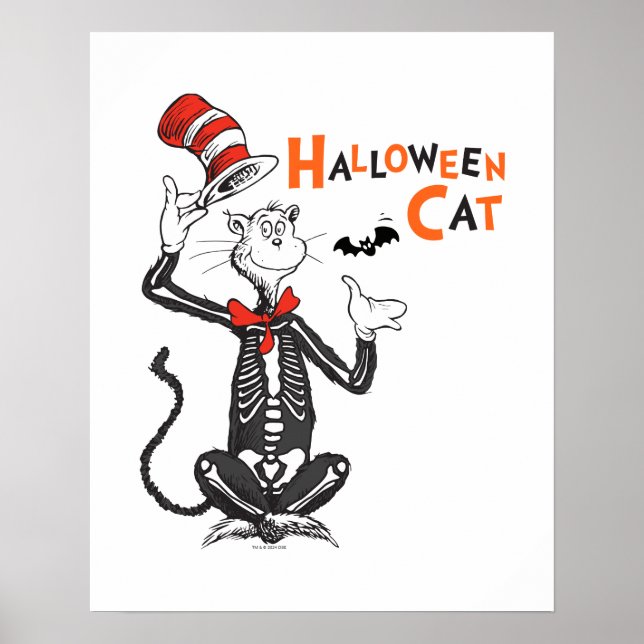 Affiche Dr. Seuss | Chat Chapeauté Halloween (Devant)
