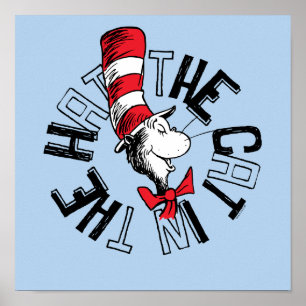 Affiche Dr Seuss   Chat dans l'art rond Casquette