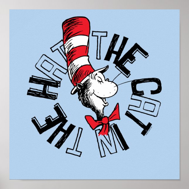 Affiche Dr Seuss | Chat dans l'art rond Casquette (Devant)